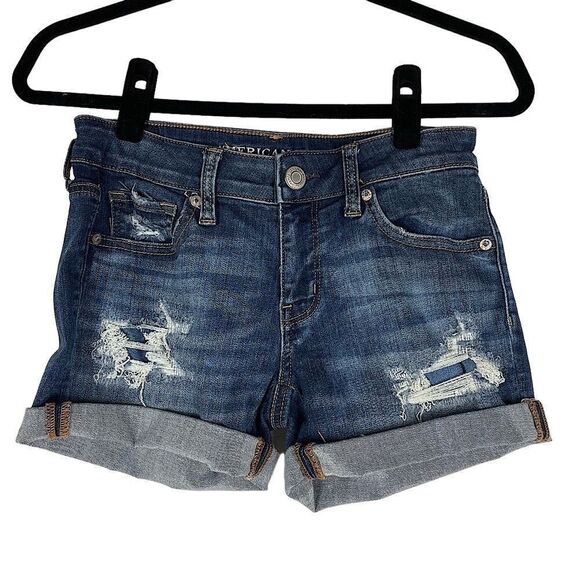 American Eagle Outfitter’s Super Super Stretch Distressed Midi Short - Women’s 4 - Picture 1 of 6